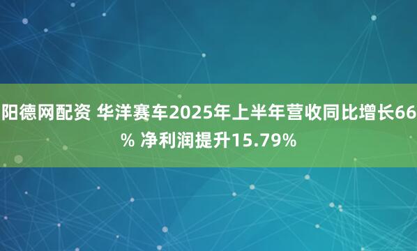 阳德网配资 华洋赛车2025年上半年营收同比增长66% 净利润提升15.79%